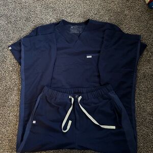 Figs Technical Collection Navy V-Neck Scrub Top & Drawstring Pants